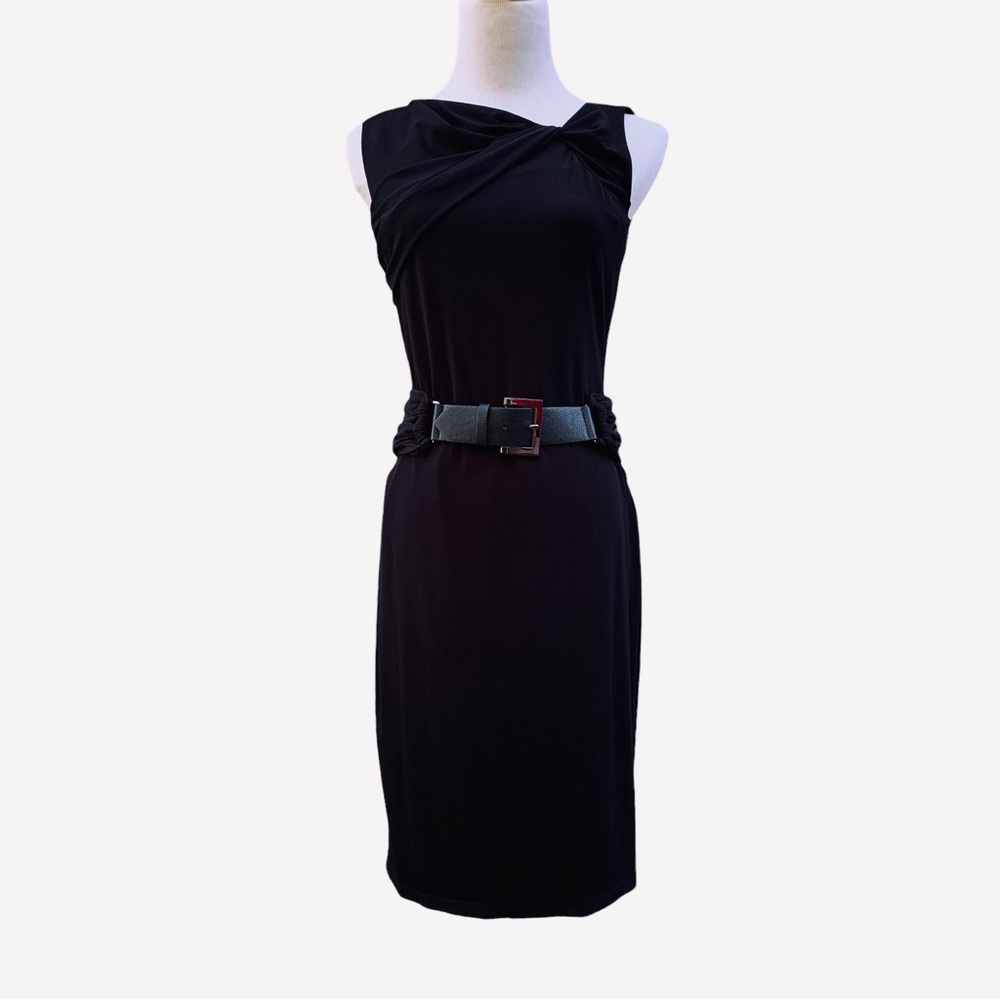NWT Calvin Klein black asymmetrical neckline sleeveless dress size 4